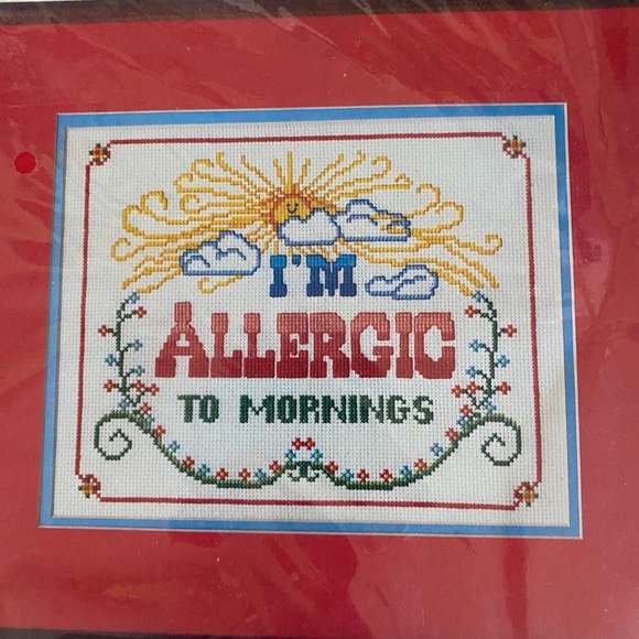 BUCILLA Cross Stitch Kit "I'm Allergic To Mornings" 49218 Sealed Original - Picture 2 of 7